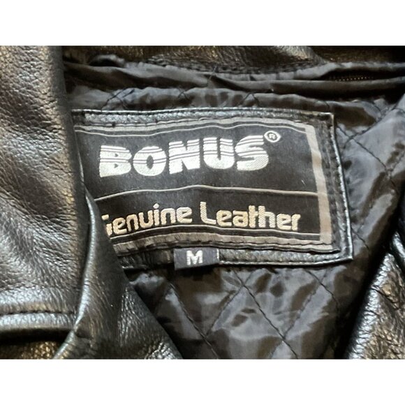 Women's Black Genuine Leather Motorcycle Jacket Size M Biker Zip Terminator - Picture 6 of 7